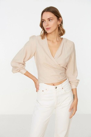 Tie Detailed Double Breasted Blouse