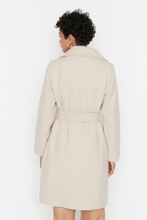 Belted Oversize Button Detailed Cachet Coat