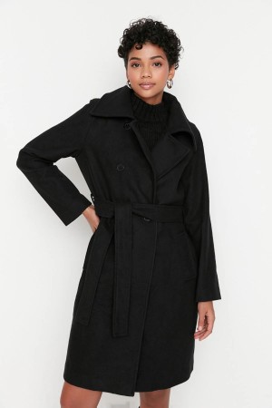 Belted Oversize Button Detailed Cachet Coat