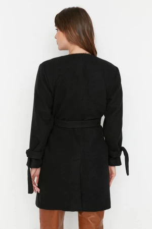 Black Belted Wide Cut Oversize