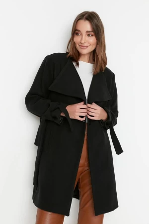 Black Belted Wide Cut Oversize