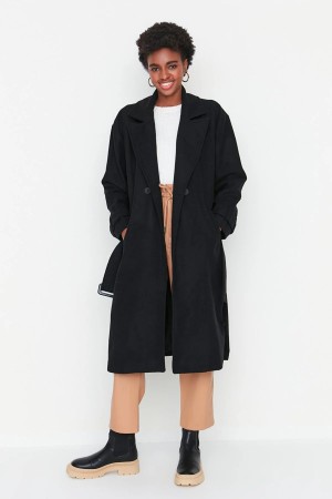 Gray Belted Oversize Cachet Coat