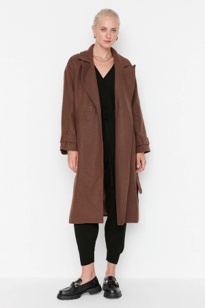 Gray Belted Oversize Cachet Coat