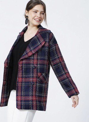 Plaid Navy Blue Coat