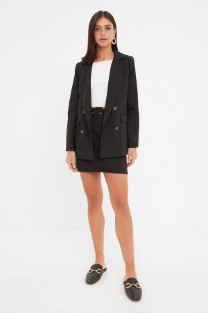 Black Button Blazer Jacket