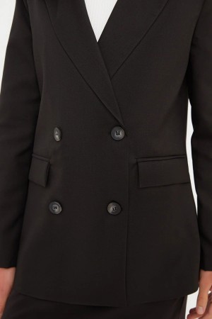 Black Button Blazer Jacket