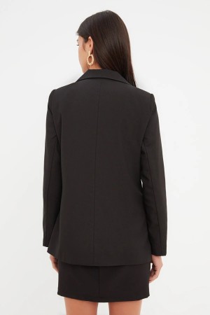 Black Button Blazer Jacket