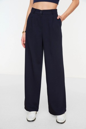 Navy Wide Leg Trousers