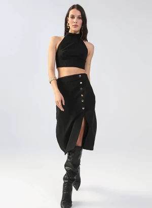 Normal Waist Black Women's Skirt