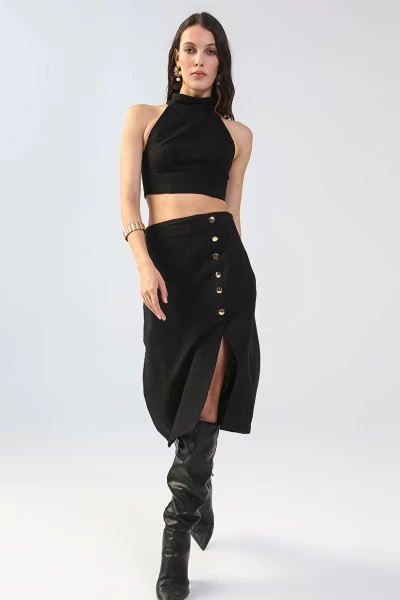 Normal Waist Black Women's Skirt