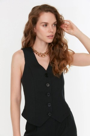 Black Buttoned Vest